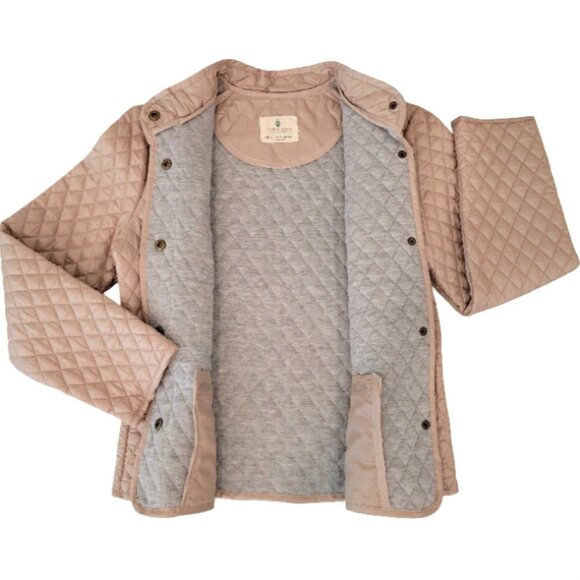 Jade & Ivory Quilted Lightweight Jacket | Nude Blush Snap Front Coat- NWT! - Picture 3 of 11